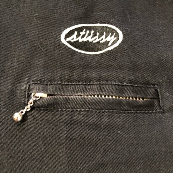 Stussy mens L black zip up lightweight cotton jacket workwear streetwear surfer - Picture 6 of 13